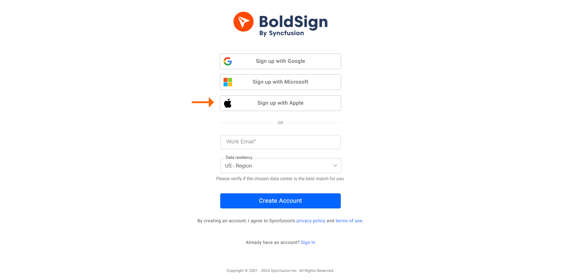 Sign up with Apple