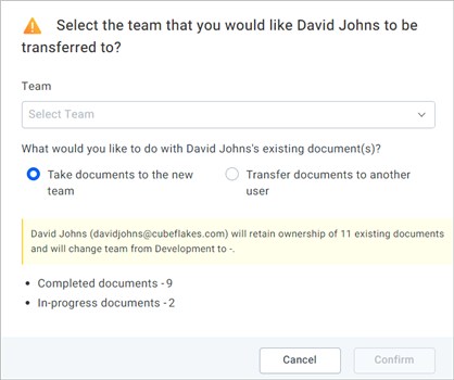 Transfer documents