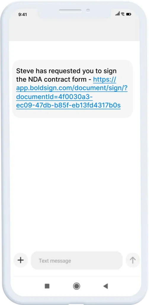 SMS delivered to the signer