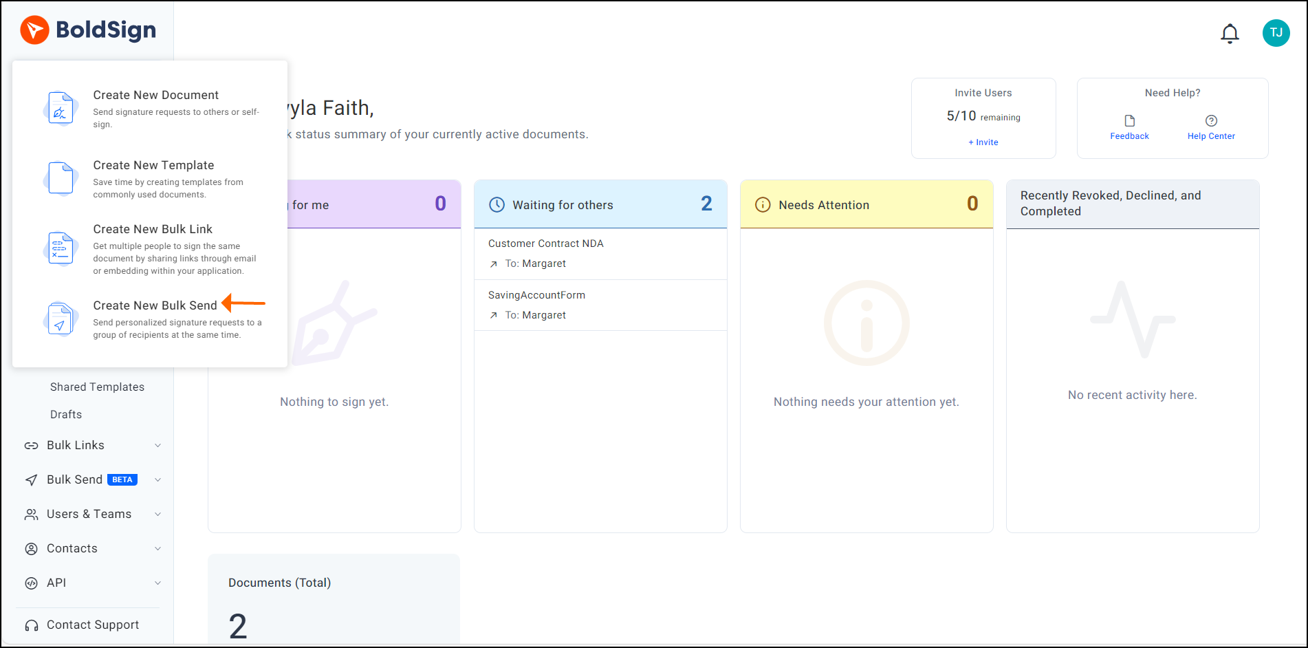Create new bulk send option