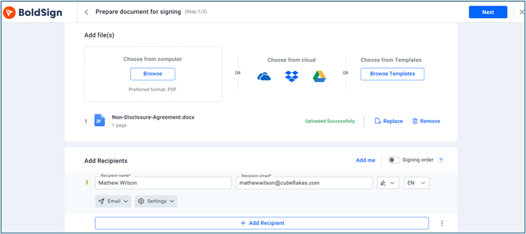 Prepare document page