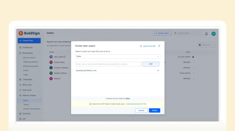 Add Users to Your BoldSign Account