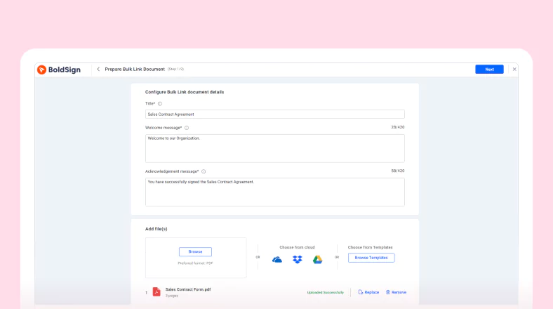 Generate Bulk Signing Links for Agreements
