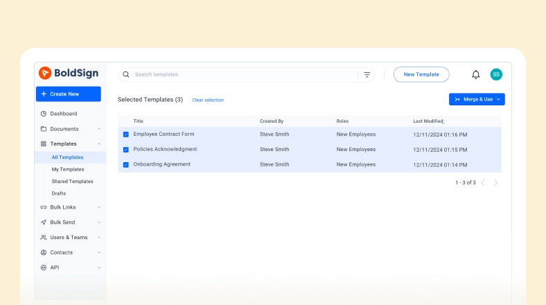 Merge Multiple Templates and Send a Signature Request