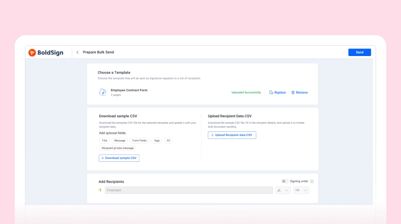 Send Bulk Signature Requests for Approvals
