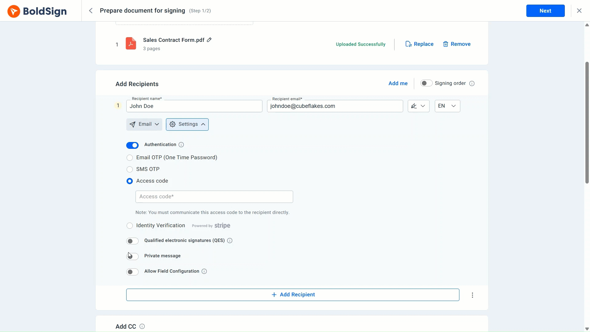BoldSign Identity Verification