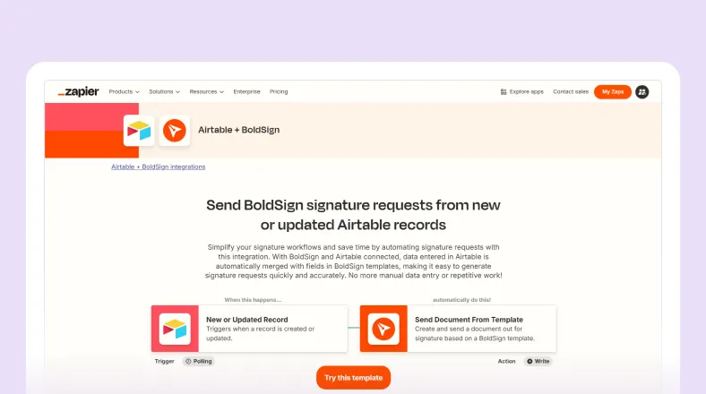 Automate Signature Requests in Airtable with Zapier