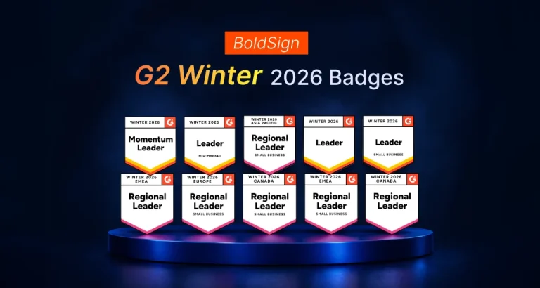 BoldSign Wins 10 G2 Winter 2026 Badges in eSignature