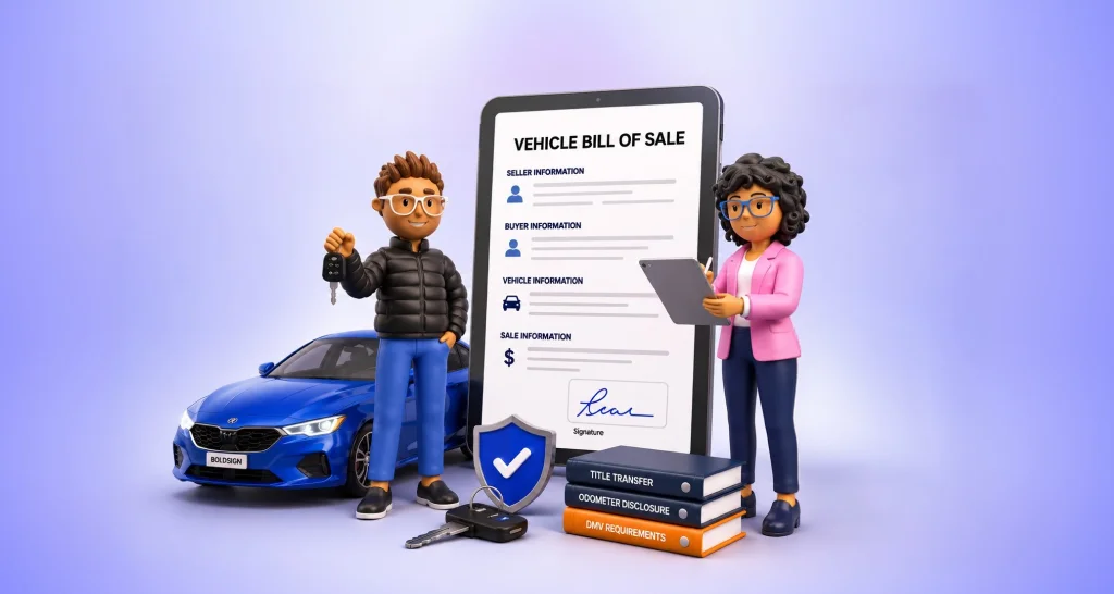 Filling out a vehicle bill