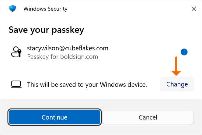 Save passkey