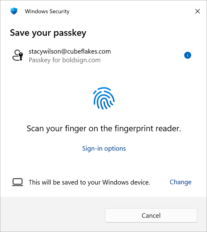 Verify using Fingerprint, face is, etc